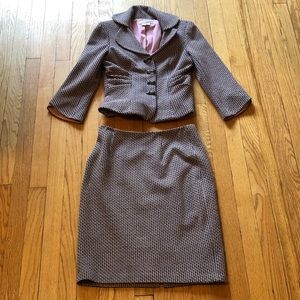 Kay Unger pink/black houndstooth suit Sz 4